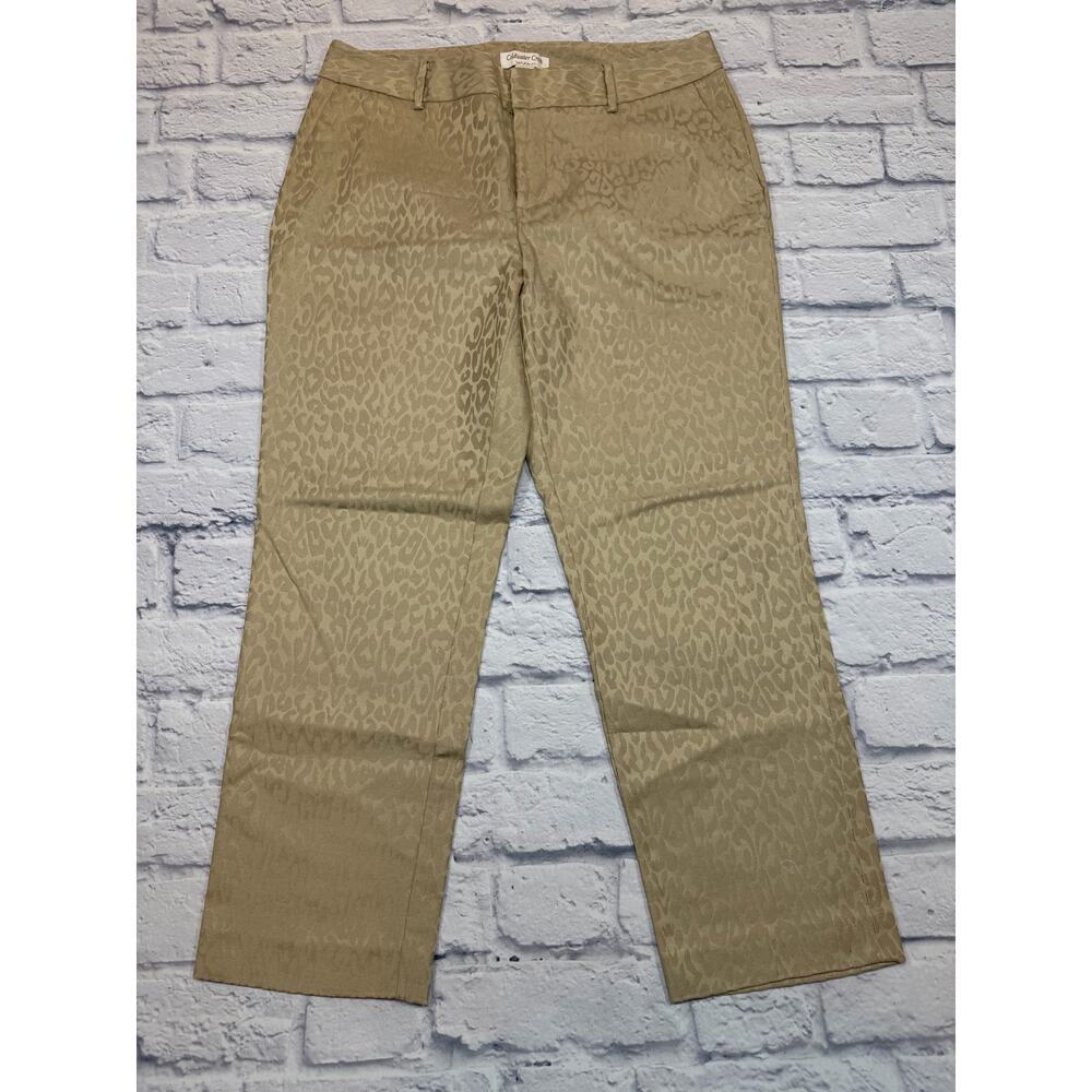 Coldwater Creek Natural Fit Tan Ankle Pant Leopard Print Size 8 101462 4016975